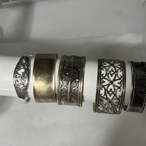 Silver Tone Cuff Bracelets 5 Bracelets